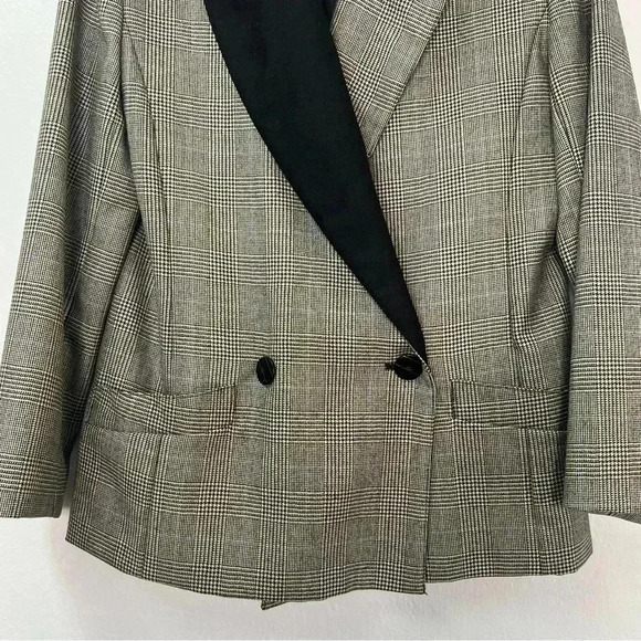 Moda Polska Warszawa Doble Breasted Wool Plaid Blazer Sz 10 - Picture 9 of 14